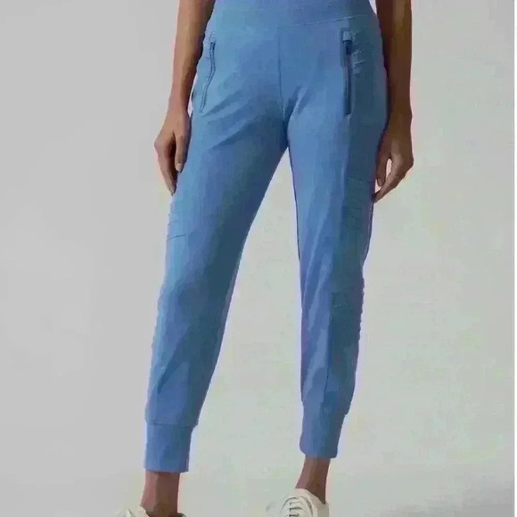 Athleta Venice Moto Jogger Cottage Blue Spandex Loose leggins fit size S - Picture 6 of 12